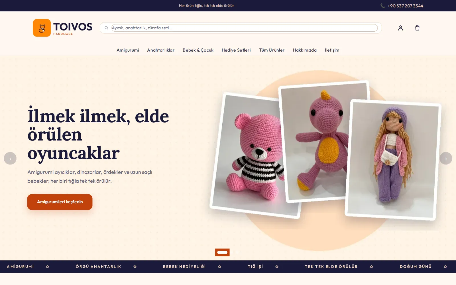 TOIVOS Handmade mağazası ana sayfası